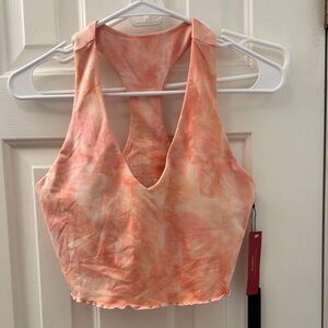 Carbon 38 pink tie dye crop top with shelf bra. NWT. M